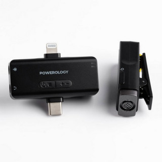 Беспроводной микрофон Powerology MFI Dual Connector Wireless Lavalier Microphone x1 Mic 1000mAh (PWMICBK) Black