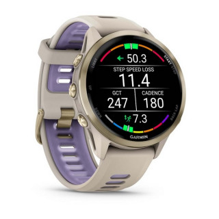 Умные часы Garmin Forerunner 970 Soft Gold Titanium with French Gray Case and French Gray/Translucent Indigo Band (010-02969-12/010-02969-02)