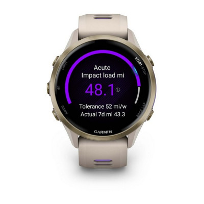 Garmin Forerunner 970 серые, золотистый титановый безель, с серым/индиго ремешком
