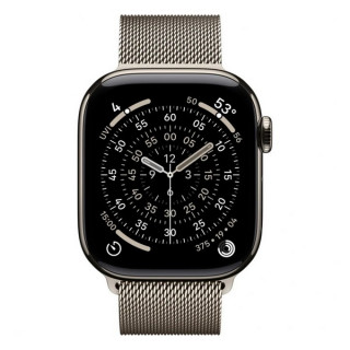 Apple Watch Series 11, 42mm, титан светлого цвета, миланский сетчатый браслет