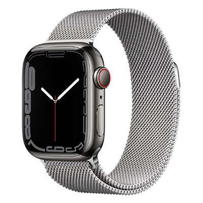 Apple Watch Series 7 GPS + Cellular 41mm Graphite Stainless Steel Case with Milanese Loop (Silver)