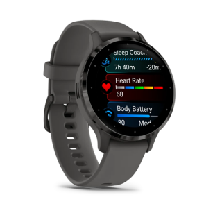 Умные часы Garmin Venu 3S 41 мм Безель из сланцевой нержавеющей стали, корпус серого цвета и силиконовый ремешок (010-02785-00)