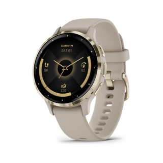 Умные часы Garmin Venu 3S 41 мм Безель из нержавеющей стали из мягкого золота, корпус французского серого цвета и силиконовый ремешок (010-02785-02)