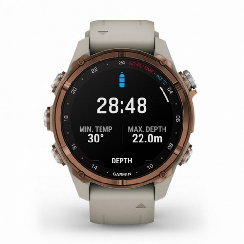 Garmin Descent Mk3i 43 мм — титановый корпус, бронзовый безель, серый ремешок