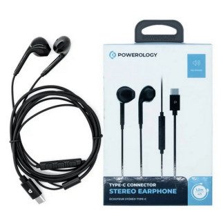 Наушники Powerology Stereo USB-C Earphones 1.2 м (PSTREPBK) Black