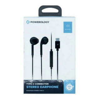 Наушники Powerology Stereo USB-C Earphones 1.2 м (PSTREPBK) Black