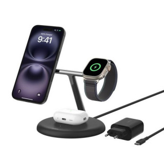 Беспроводное зарядное устройство Belkin BoostCharge 3-in-1 с Qi2 15W (WIZ023vfBK) Black