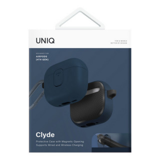 Чехол из полиуретана Uniq CLYDE для AirPods 4 Royal Blue/Dark Grey (AIRPODS(2024)-CLYRBUDGRY)