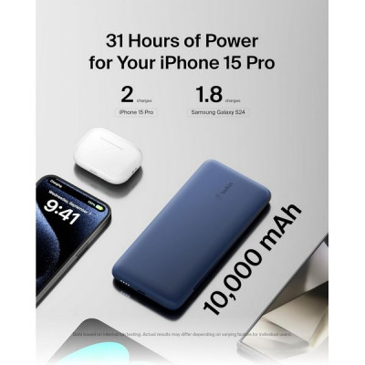 Внешний аккумулятор Belkin Boost Charge with Integrated Cables 10000 mAh (BPB006btBLU) Blue