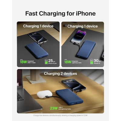 Внешний аккумулятор Belkin Boost Charge with Integrated Cables 10000 mAh (BPB006btBLU) Blue