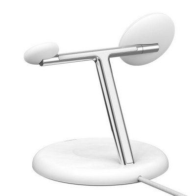 Беспроводное зарядное устройство Belkin BoostCharge 3-in-1 с Qi2 15W (WIZ023vfWH) White