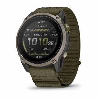 Умные часы Garmin Enduro 4 with Dark Olive ComfortFit Fabric Band Sapphire Solar Titanium 51 мм (010-04799-00/010-04799-01)