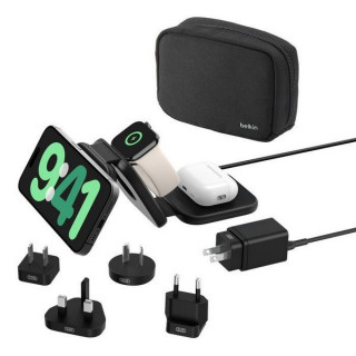 Беспроводное зарядное устройство Belkin 3-in-1 Magnetic Wireless Charging Travel Pad с Qi2 15W (WIZ024hqBK) Black