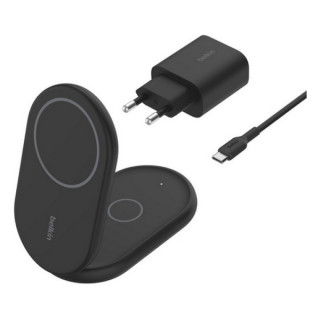 Беспроводное зарядное устройство Belkin 2-in-1 Magnetic Foldable Wireless Charger с Qi2 15W (WIZ028vfBK) Black