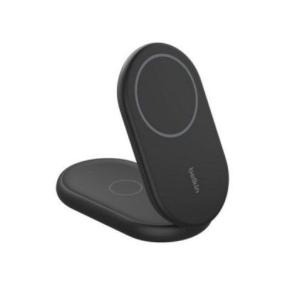 Беспроводное зарядное устройство Belkin 2-in-1 Magnetic Foldable Wireless Charger с Qi2 15W (WIZ028vfBK) Black
