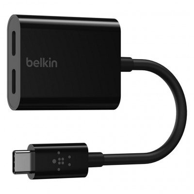 Адаптер Belkin RockStar USB Type-C для аудио и зарядки (F7U081BTBLK/F7U081btBLC), черный