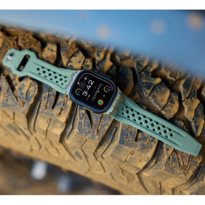 Ремешок каучуковый UAG Monarch для Apple Watch 49/46/45/44 мм зеленый/титановый (Olive/Titanium) (194158117236)