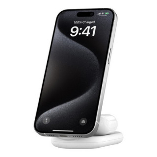 Беспроводное зарядное устройство Belkin 2-in-1 Magnetic Foldable Wireless Charger с Qi2 15W (WIZ028vfWH) White