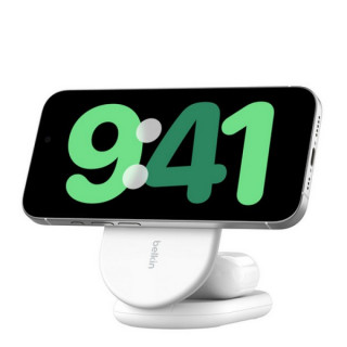 Беспроводное зарядное устройство Belkin 2-in-1 Magnetic Foldable Wireless Charger с Qi2 15W (WIZ028vfWH) White