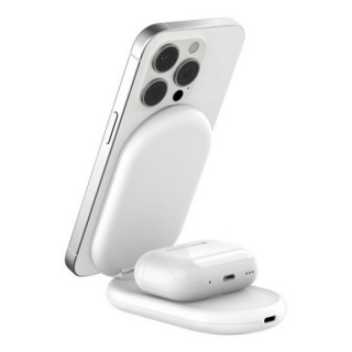 Беспроводное зарядное устройство Belkin 2-in-1 Magnetic Foldable Wireless Charger с Qi2 15W (WIZ028vfWH) White
