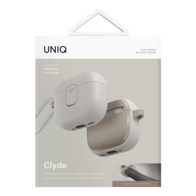 Чехол из полиуретана Uniq CLYDE для AirPods 4 Mist Grey/Khaki (AIRPODS(2024)-CLYMGRYKHK)