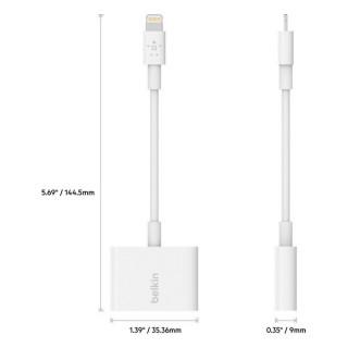 Переходник Belkin Lightning Audio + Charge RockStar (F8J198/F8J198btWHT) White