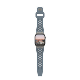 Ремешок каучуковый UAG Monarch для Apple Watch 49/46/45/44 мм голубой/титановый (Cloud Blue/Titanium) (194158114136)