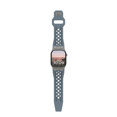 Ремешок каучуковый UAG Monarch для Apple Watch 49/46/45/44 мм голубой/титановый (Cloud Blue/Titanium) (194158114136)