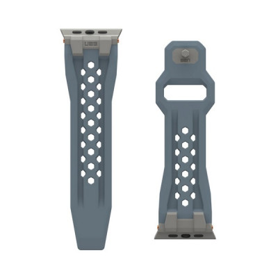 Ремешок каучуковый UAG Monarch для Apple Watch 49/46/45/44 мм голубой/титановый (Cloud Blue/Titanium) (194158114136)