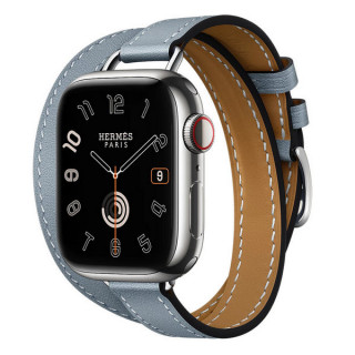 Apple Watch Series 11 Hermes 42 mm Attelage Double Tour Bleu Lin