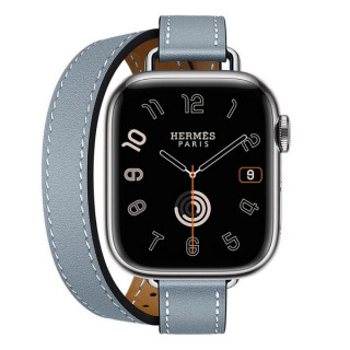 Apple Watch Series 11 Hermes 42 mm Attelage Double Tour Bleu Lin