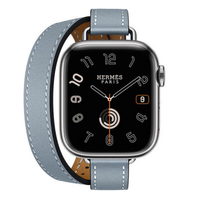 Apple Watch Series 11 Hermes 42 mm Attelage Double Tour Bleu Lin