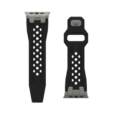 Ремешок каучуковый UAG Monarch для Apple Watch 49/46/45/44 мм черный/титановый (Black/Titanium) (194158114036)