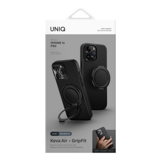 Чехол Uniq Keva Air Kevlar + GripFit Premium Mount MagSafe для iPhone 16 Pro Black (IP6.3P(2024)-KAGPBCB)
