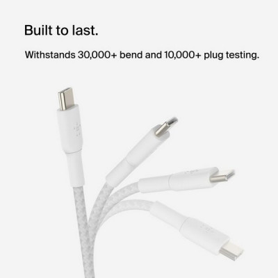 Кабель Belkin BoostCharge Braided USB-C - USB-C 1 м (CAB004bt1MWH) White