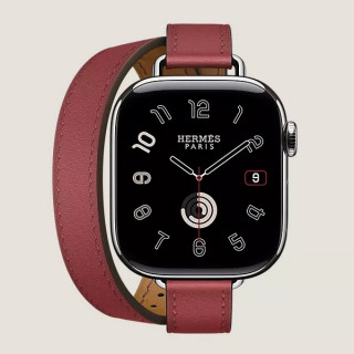Apple Watch Series 11 Hermes 42 mm Attelage Double Tour Rouge Grenat
