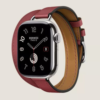 Apple Watch Series 11 Hermes 42 mm Attelage Double Tour Rouge Grenat