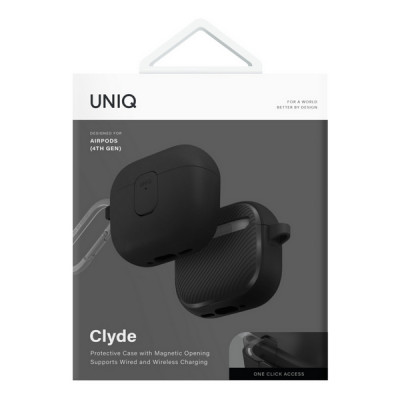 Чехол из полиуретана Uniq CLYDE для AirPods 4 Charcoal/Dark Grey (AIRPODS(2024)-CLYCHRDGRY)