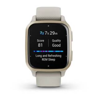 Умные часы Garmin Venu Sq 2 Music Edition серый с безелем цвета кремового золота и силиконовым ремешком 010-02700-12