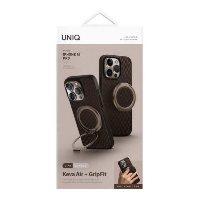 Чехол Uniq Keva Air Kevlar + GripFit Premium Mount MagSafe для iPhone 16 Pro Brown (IP6.3P(2024)-KAGPBBWN)