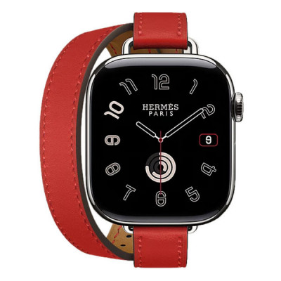 Apple Watch Series 11 Hermes 42 mm Attelage Double Tour Rouge Radieux