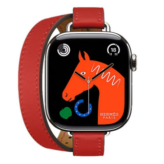 Apple Watch Series 11 Hermes 42 mm Attelage Double Tour Rouge Radieux