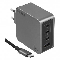 Зарядное устройство Ugreen X763 Nexode Pro 160W USB-A+3*USB-C GaN Tech Fast Charger с кабелем (25877) серый