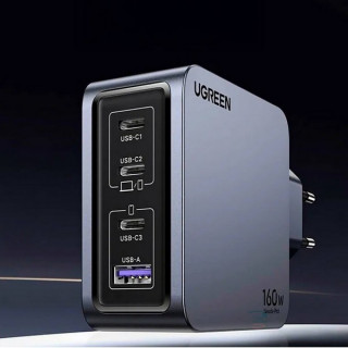 Зарядное устройство Ugreen X763 Nexode Pro 160W USB-A+3*USB-C GaN Tech Fast Charger с кабелем (25877) серый