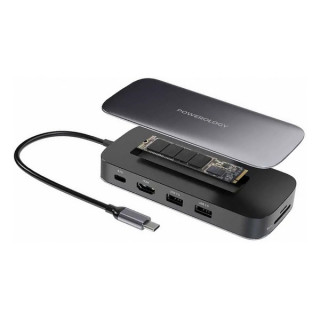 Хаб Powerology USB-C Hub & SSD Drive 256GB PD 100W (PWSDHB256) Gray