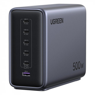 Сетевое зарядное устройство Ugreen X759 500W 6-Port 1*USB-A&5*USB-C GaN (55550B) серый космос