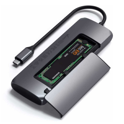 Адаптер Satechi USB-C Hybrid Multiport Adapter with SSD Enclosure ST-UCHSEM (серый космос)