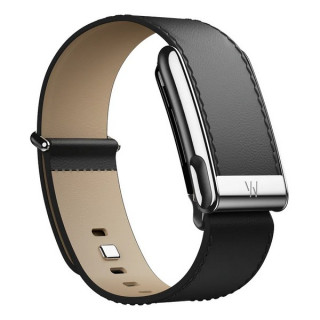 Кожаный люксовый ремешок для Whoop MG LeatherLuxe Straight Band Black/Cream with Titanium