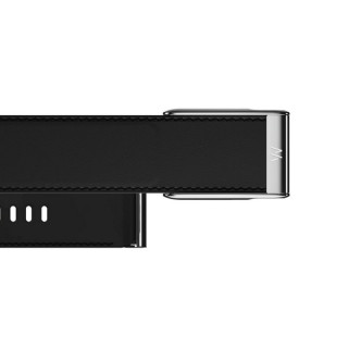 Кожаный люксовый ремешок для Whoop MG LeatherLuxe Straight Band Black/Cream with Titanium