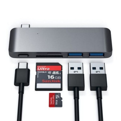 USB-хаб Satechi Type-C Pass-Through USB Hub для MacBook (ST-TCUPM) Space Gray
